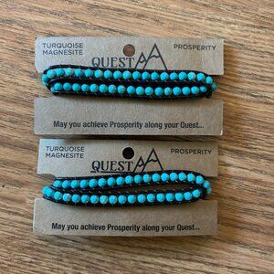 New Quest AA PROSPERITY Turquoise Beads Triple Layer Bracelets - 2 Bracelet sale